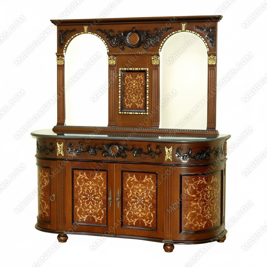 Marquetry Inlay Double Sink Bathroom Vanity