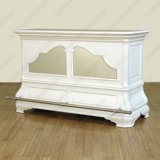 6ft White Liquor Home Pub Bar Front w/ Mirror