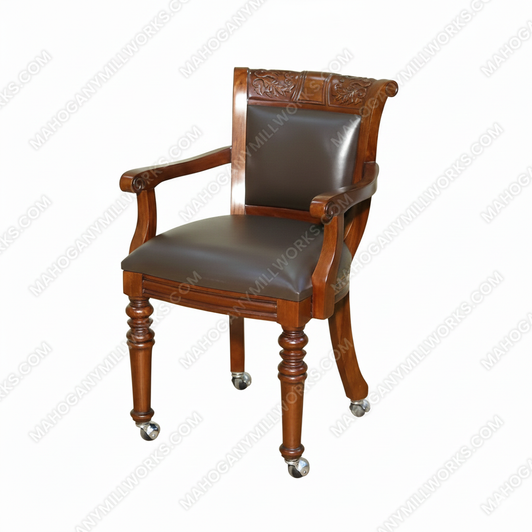Leather Upholstered Game Chair w/ Casters