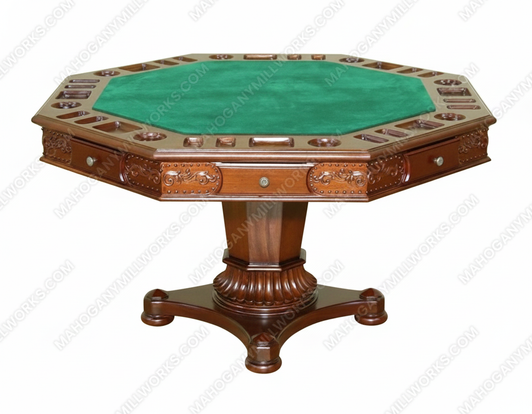 58" Mahogany Reversible Recreational Poker Game Table