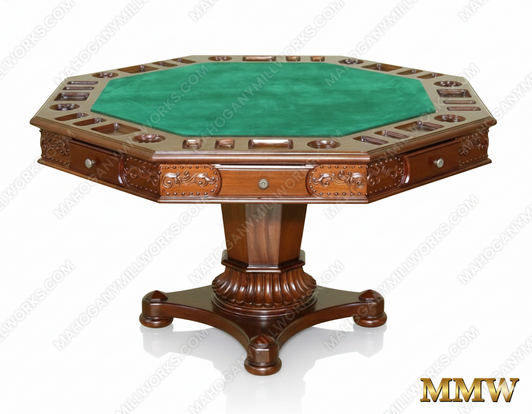 58" Mahogany Reversible Poker Game Table