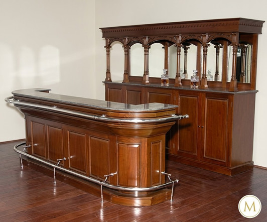 9ft Mahogany Pub Bar w/ Marble Top