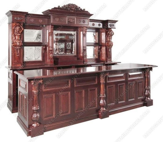 11ft Mahogany Saloon Bar w/ Mirrored Back