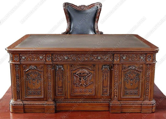 6ft Walnut Oval Office Resolute Desk w/ Leather Top
