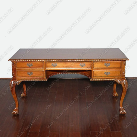 Golden Chippendale 5 Drawer Executive Writing Table Office Desk
