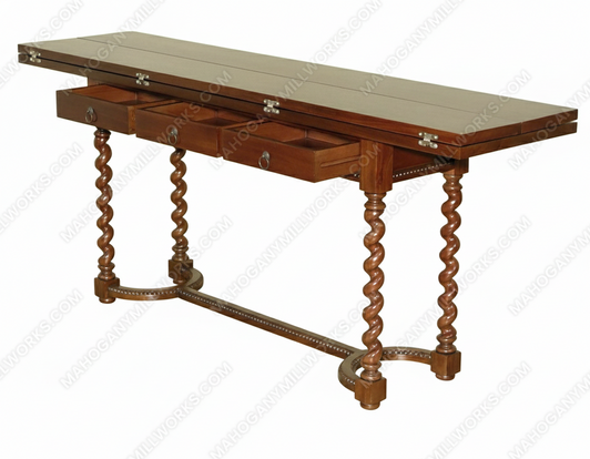 6ft Extendable Barley Twist Table w/ Folding Top