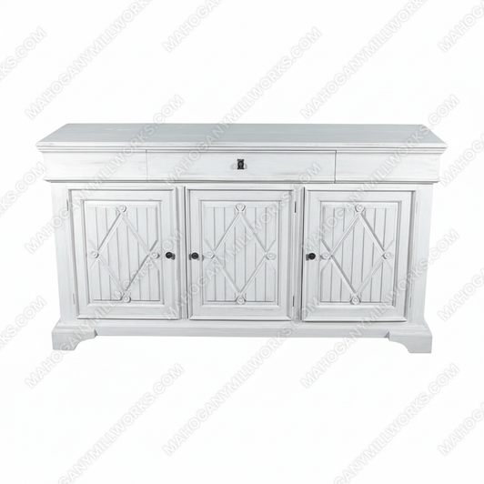 Antiqued White Solid Hardwood Sideboard Buffet Server