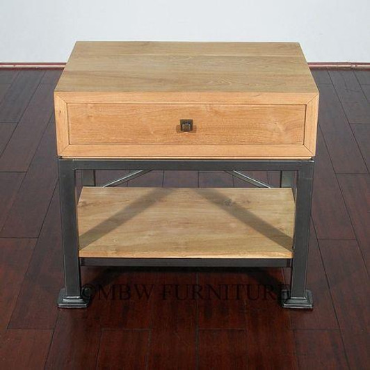 Loft-Style Side Table - Solid Hardwood