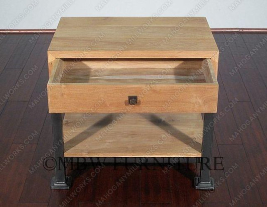Loft-Style Side Table - Solid Hardwood