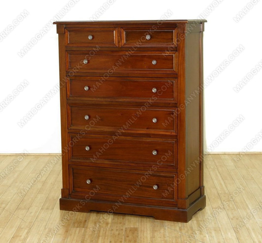 Solid Mahogany 7 Drawer Tall Boy Chest Dresser