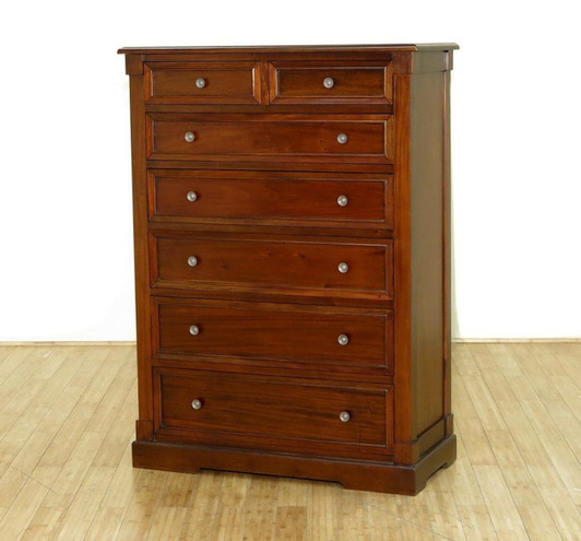 Solid Mahogany 7 Drawer Tall Boy Chest Dresser