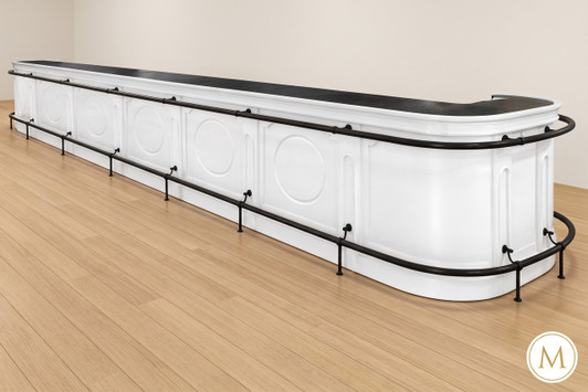30ft Curved White Classic Pub Bar Front w/ Marble
