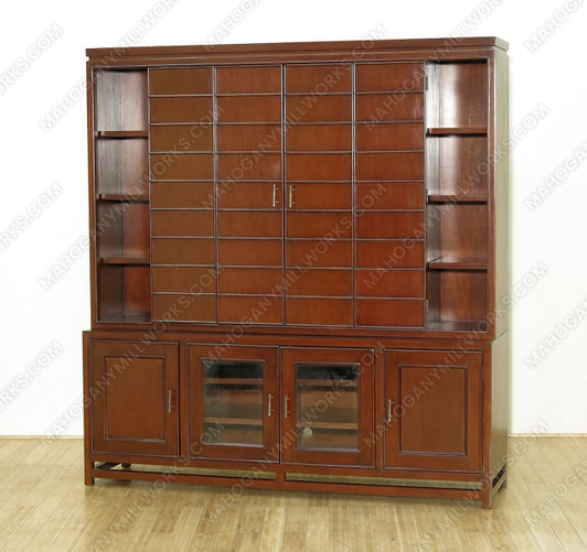 6.5ft Mahogany TV Media Entertainment Cabinet w/ Folding Doors