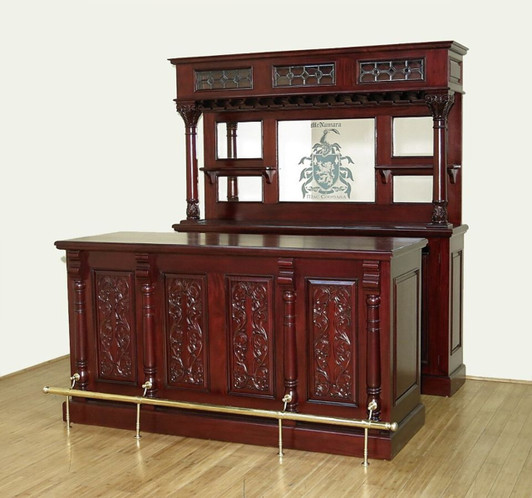 7ft Cherry Finish Victorian Carved Home Pub Bar