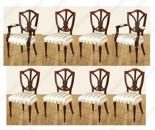 Mahogany Hepplewhite Shield Back Dining Chairs (Set 8)