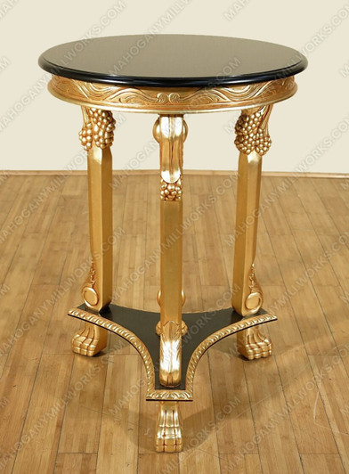 Gold Leaf & Black Round Occasional Table