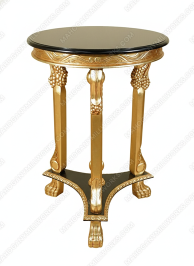 Gold Leaf & Black Round Occasional Table