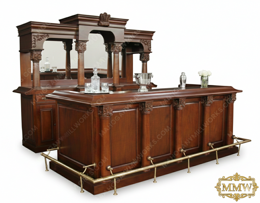 9ft Marble Top Pub Bar w/ Deep Bartender Working Area