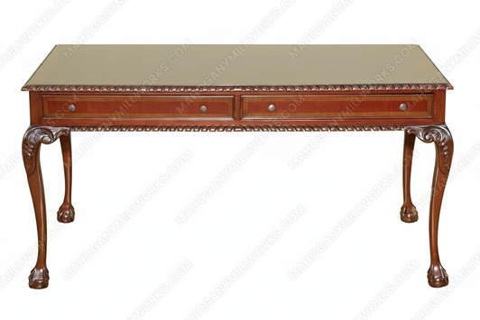 Chippendale Inlay Claw & Ball Executive Writing Desk Table