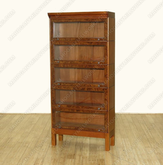 Burl Walnut Barrister Lawyer's Stacking Bookcase