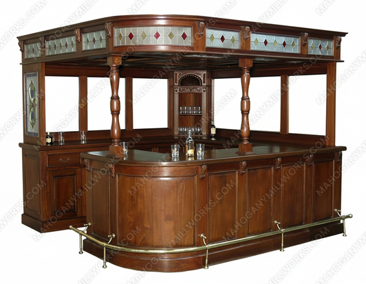 Solid Mahogany Corner Pub Bar