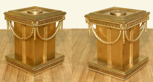 Gold Leaf Versace Style Carved Table Pedestals (2)