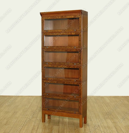 6 Stack Mahogany Burl Barrister Lawyer's Bookcase