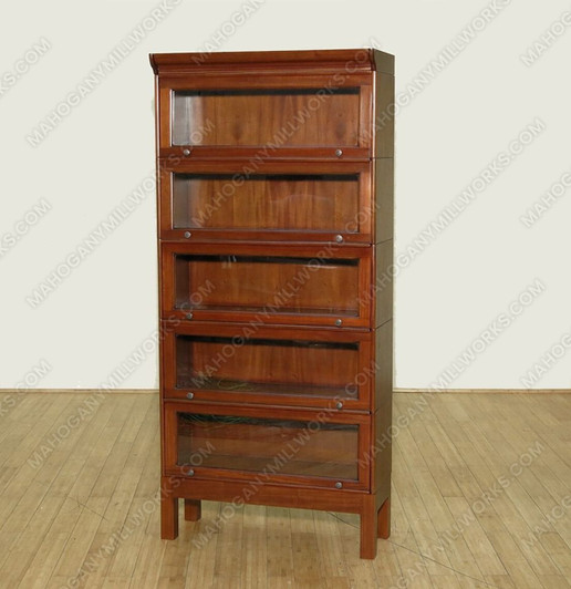 Solid Mahogany 5 Stack Barrister Lawyer's Stacking Bookcase