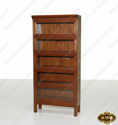 Mahogany 5 Stack Barrister Lawyer's Stacking Bookcase