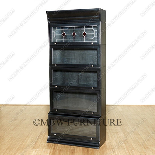 Mahogany Black Stacking Bookcase w/Stained Glass