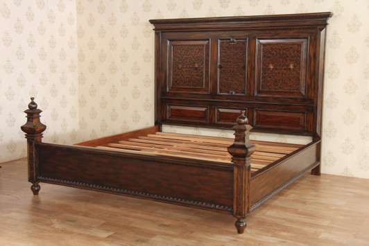 Casablanca Dark Carved Panel Bed