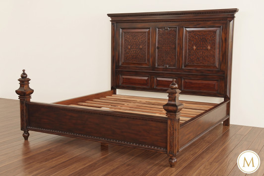 Casablanca Dark Mahogany Carved Panel Bed