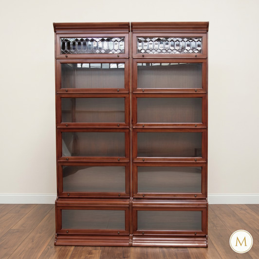 Mahogany 6-Stack 2-Unit Side x Side Bunching Barrister Bookcase