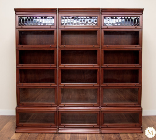 Mahogany 6-Stack 3-Unit Side x Side Bunching Barrister Bookcase