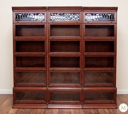 Mahogany 6-Stack 3-Unit Side x Side Bunching Barrister Bookcase