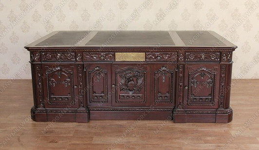 7ft Dark Walnut Presidential Oval Office Resolute Desk w/ Genuine leather Top
