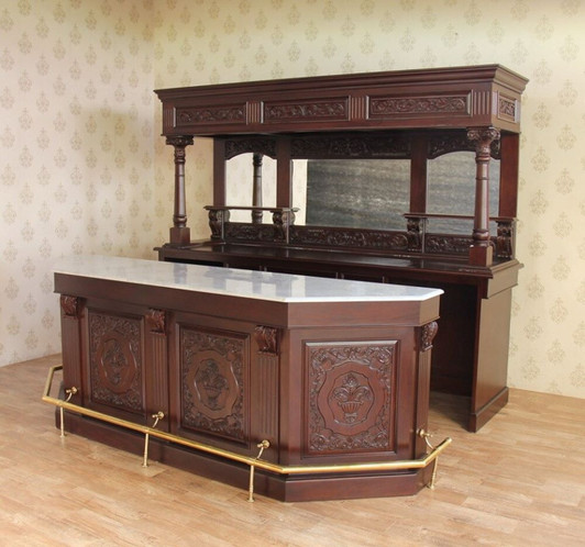 9ft Victorian Pub Bar w/ Marble Top