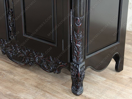 Distressed Black French Rococo 2 Door Cabinet