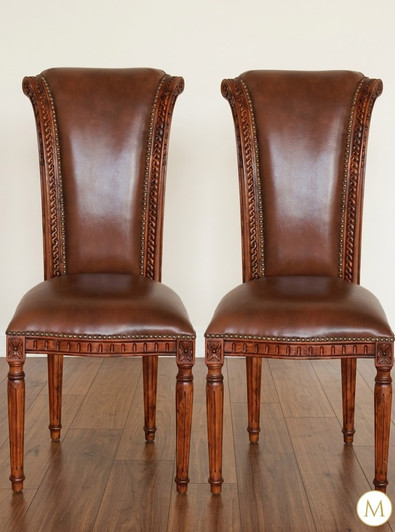 Genuine Leather Side Chairs Pair (2)