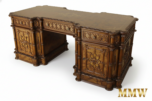Fancy Renaissance Pedestal Desk