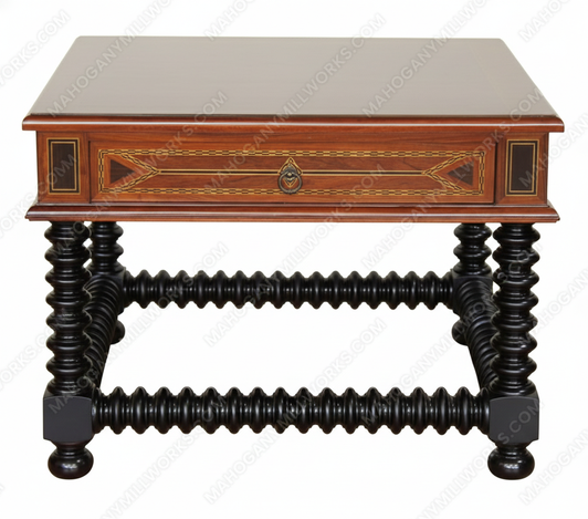 Egyptian Traditional Mappa Burl with Flower Marquetry End Table