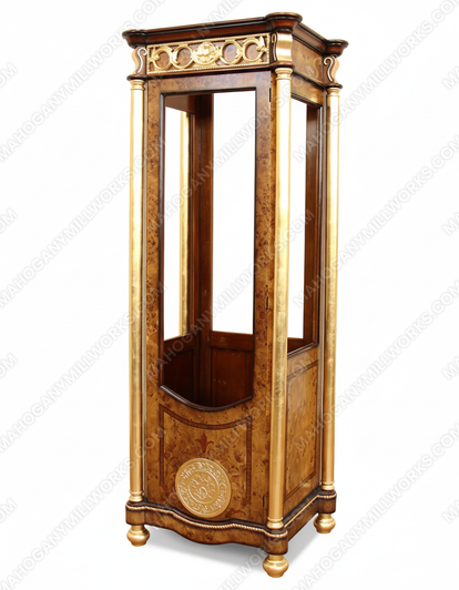 French Mappa Burl Inlay Marquetry Display Cabinet