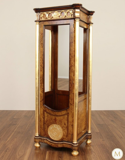 French Mappa Burl Inlay Marquetry Display Cabinet