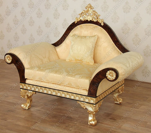 French Empire Traditional Mappa Burl Sofa Chair