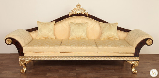 French Empire Traditional Mappa Burl 3 Seater Sofa