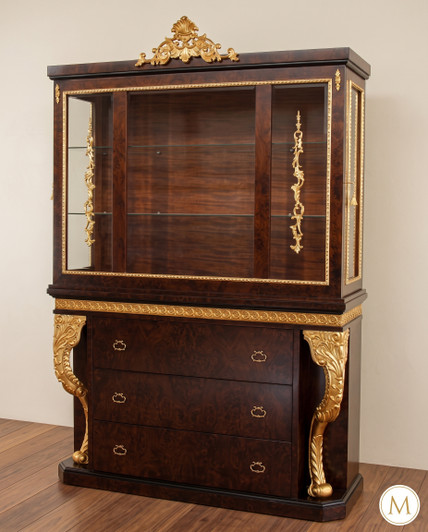 Dark Burl & Gold China Cabinet