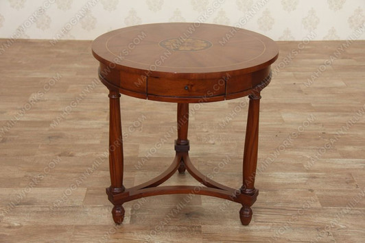 Impero Traditional Mappa Burl with Flower Marquetry Small Table