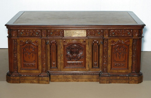 6ft Mappa Burl Inlay Resolute Oval Office Desk