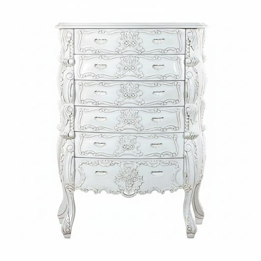 Rococo White Tall Chest