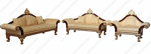6pc Dark Burl / Gold Leaf Living Room Set